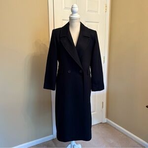 RARE Made in USA Mackintosh of New England Women’s Black Wool Long Coat Sz 8